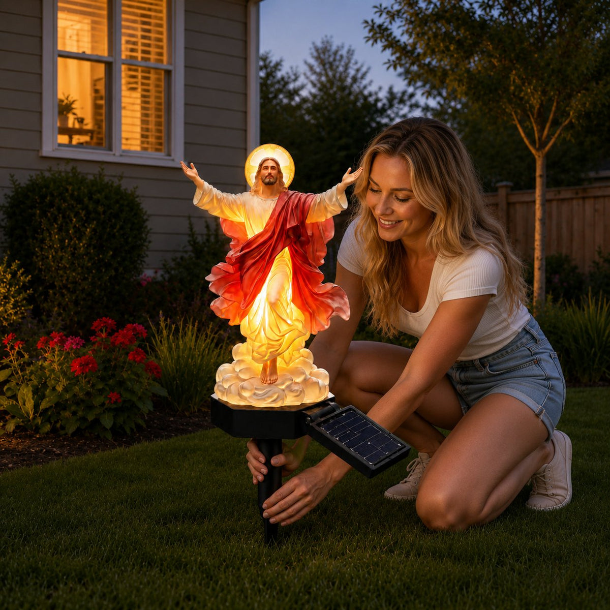🔥🔥49% OFF🔥 - Personalized Solar-Powered Illuminated Jesus Garden Statue