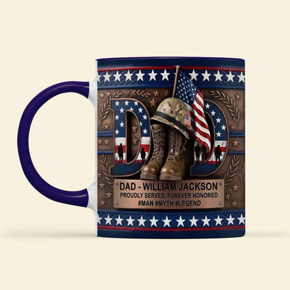 🦅Gift For Dad – Personalized "Proud Veteran Dad" Accent Coffee Mug