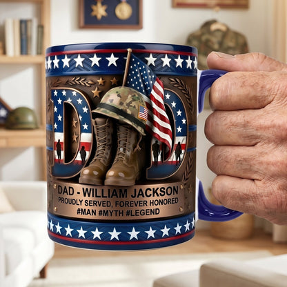🦅Gift For Dad – Personalized "Proud Veteran Dad" Accent Coffee Mug