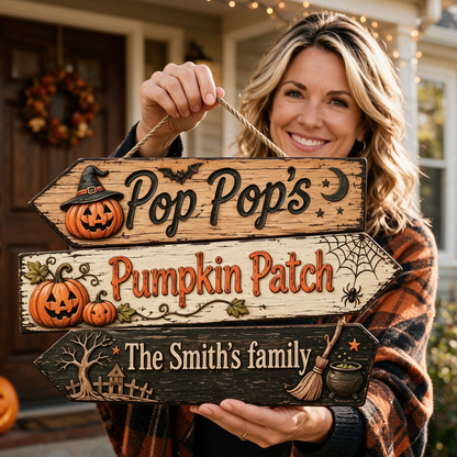 🎃Custom Pumpkin Patch Halloween Family Name Sign