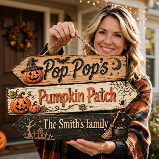 🎃🎃Custom Pumpkin Patch Halloween Family Name Sign