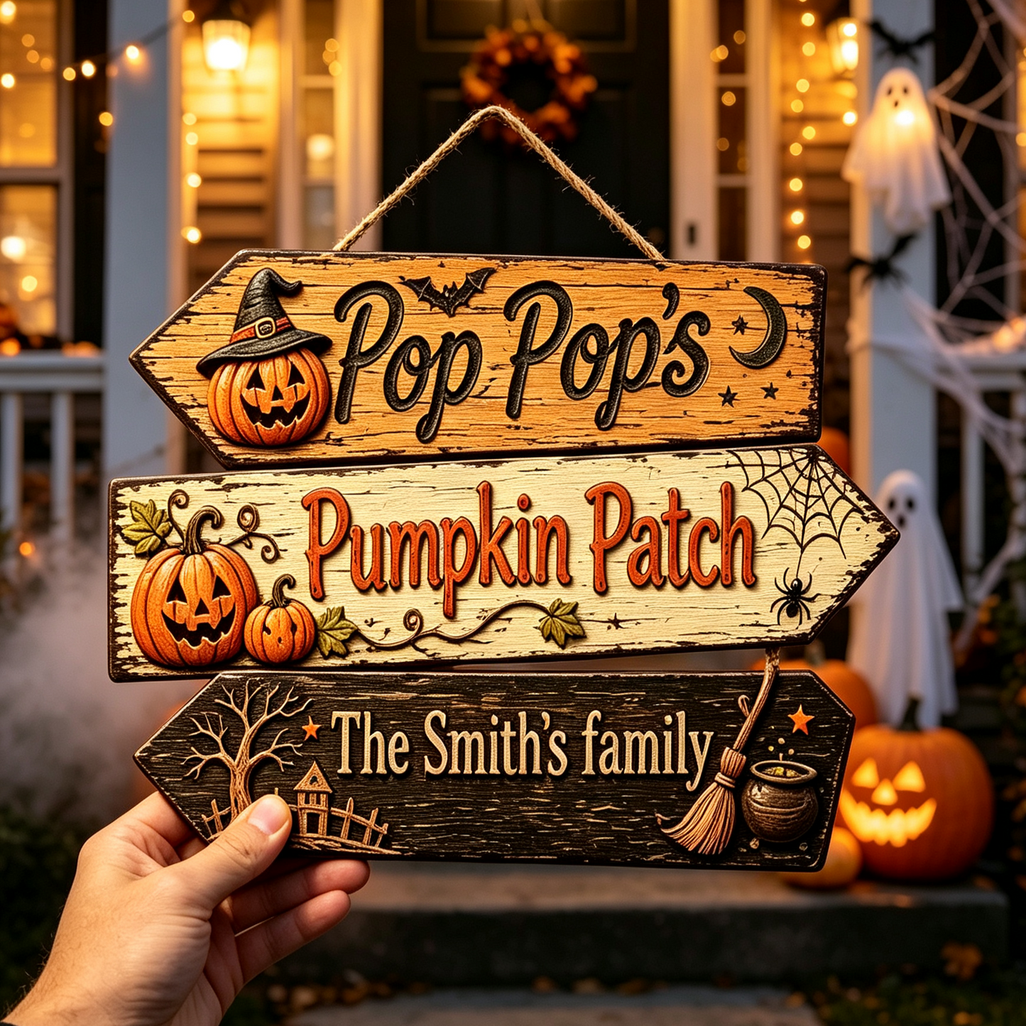 🎃Custom Pumpkin Patch Halloween Family Name Sign