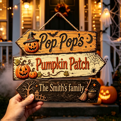 🎃Custom Pumpkin Patch Halloween Family Name Sign