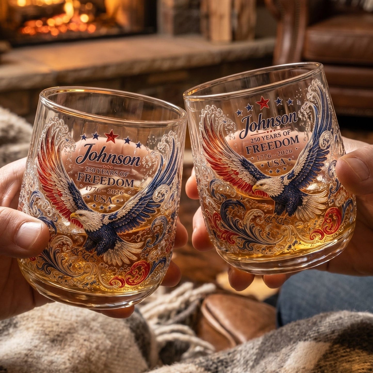 Personalized 250th Anniversary "Freedom Eagle" Stemless Glass