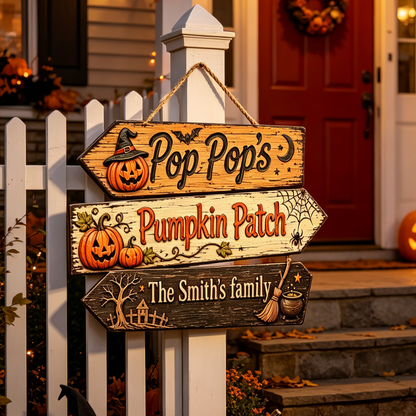 🎃Custom Pumpkin Patch Halloween Family Name Sign