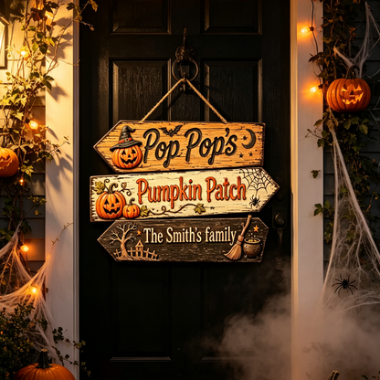 🎃Custom Pumpkin Patch Halloween Family Name Sign