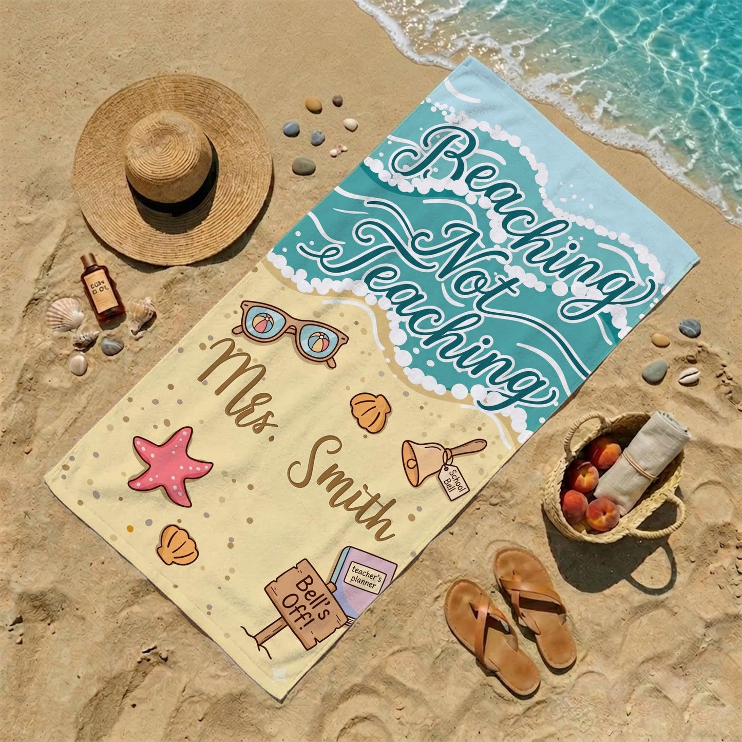 🏖️Personalized Teacher Beach Towel Beaching Not Teaching
