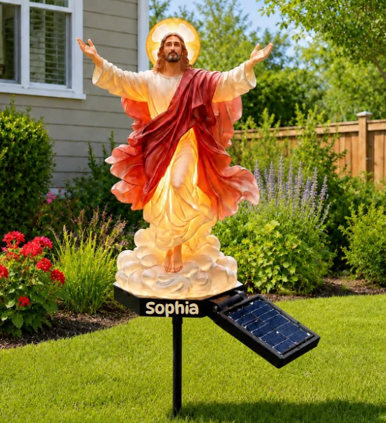 🔥49% OFF🔥 -  Personalized Solar-Powered Illuminated Jesus Garden Statue