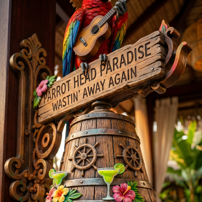 🦜 "Parrot Head Paradise Wastin' Away Again" Tropical Wall Bell