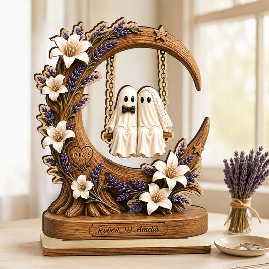 👻👻Spooky Bride Groom Couple - Personalized 2-Layered Wooden Plaque - Anniversary, Halloween Gift For Couple
