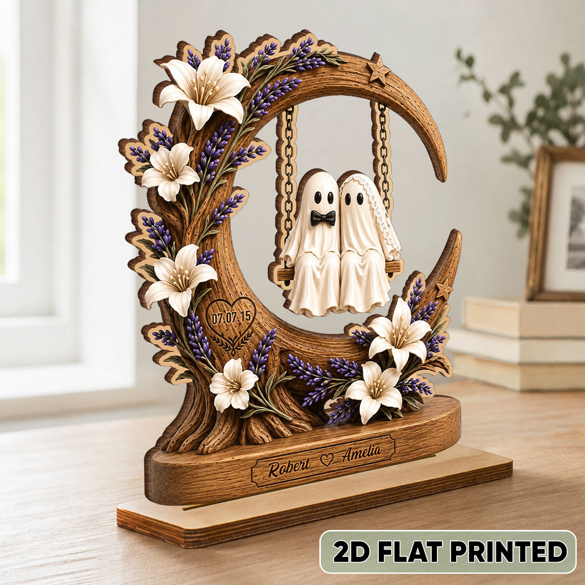 👻👻Spooky Bride Groom Couple - Personalized 2-Layered Wooden Plaque - Anniversary, Halloween Gift For Couple