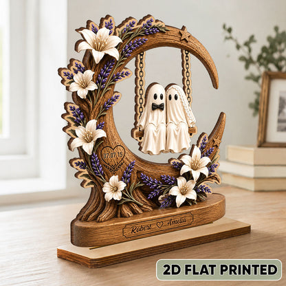 👻👻Spooky Bride Groom Couple - Personalized 2-Layered Wooden Plaque - Anniversary, Halloween Gift For Couple