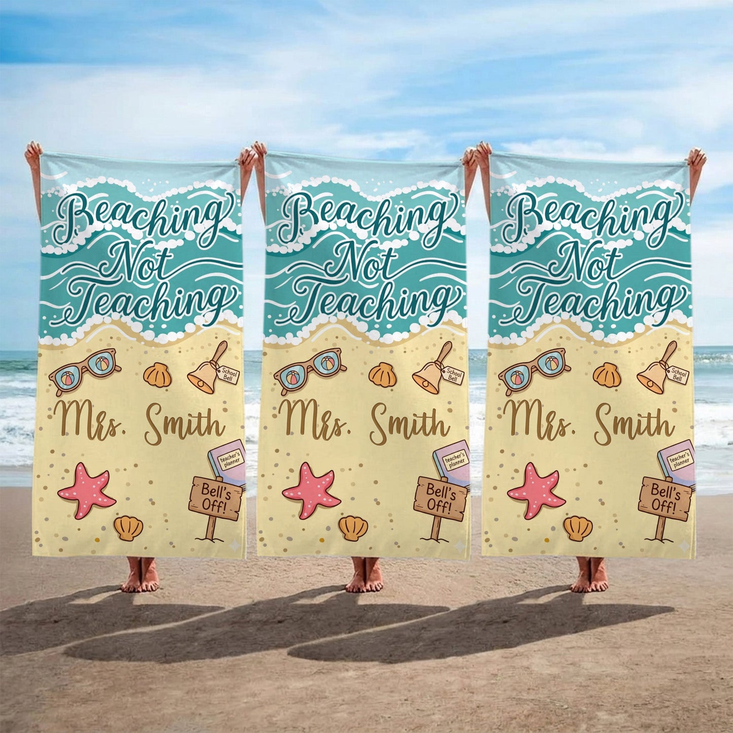 🏖️Personalized Teacher Beach Towel Beaching Not Teaching