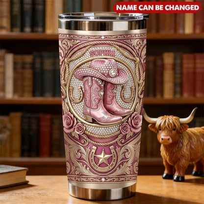 💖Vintage Western Cowgirl Tumbler - Personalized Gifts For Cowgirl