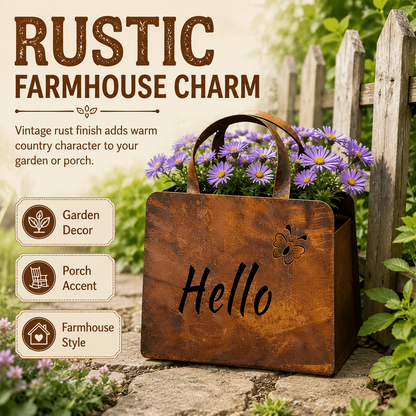 🌸🌸Personalized Rustic Metal Handbag Planter Decor