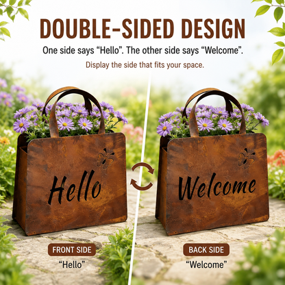 🌸🌸Personalized Rustic Metal Handbag Planter Decor