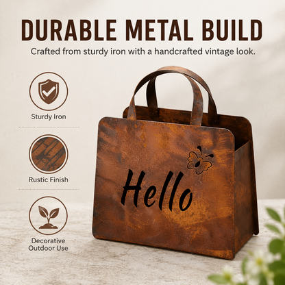 🌸🌸Personalized Rustic Metal Handbag Planter Decor