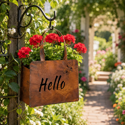 🌸🌸Personalized Rustic Metal Handbag Planter Decor