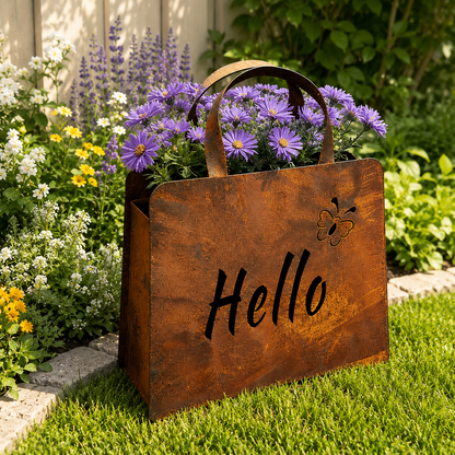 🌸🌸Personalized Rustic Metal Handbag Planter Decor