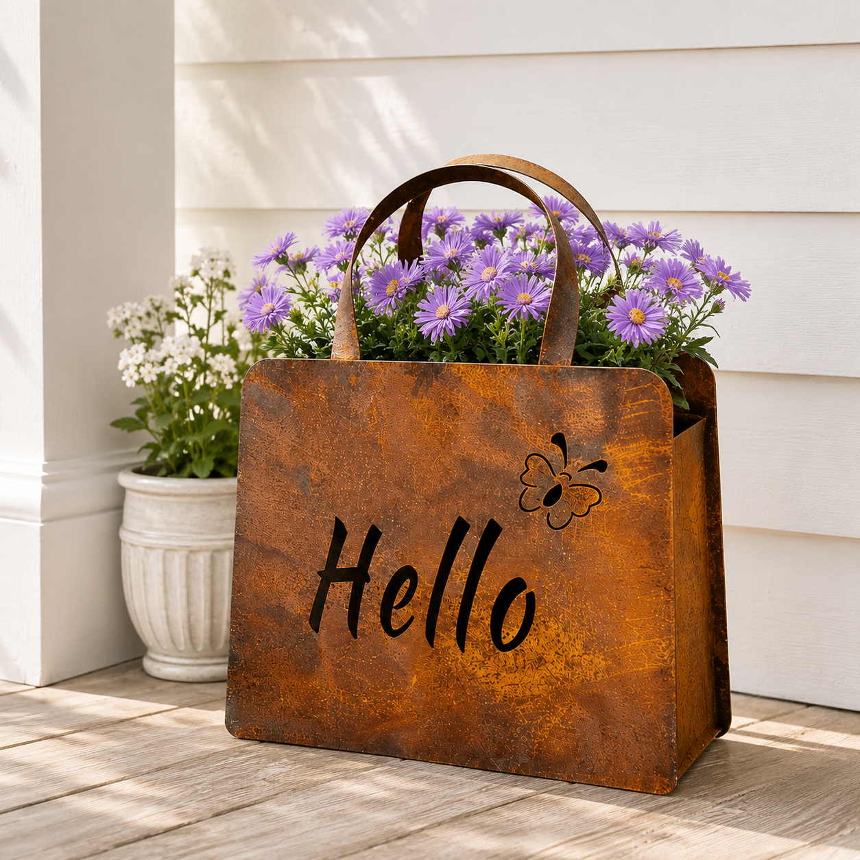 🌸🌸Personalized Rustic Metal Handbag Planter Decor