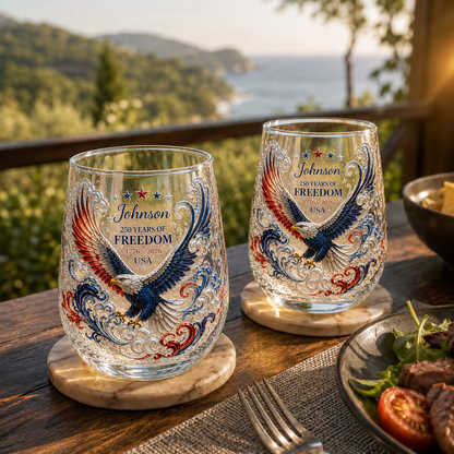 Personalized 250th Anniversary "Freedom Eagle" Stemless Glass