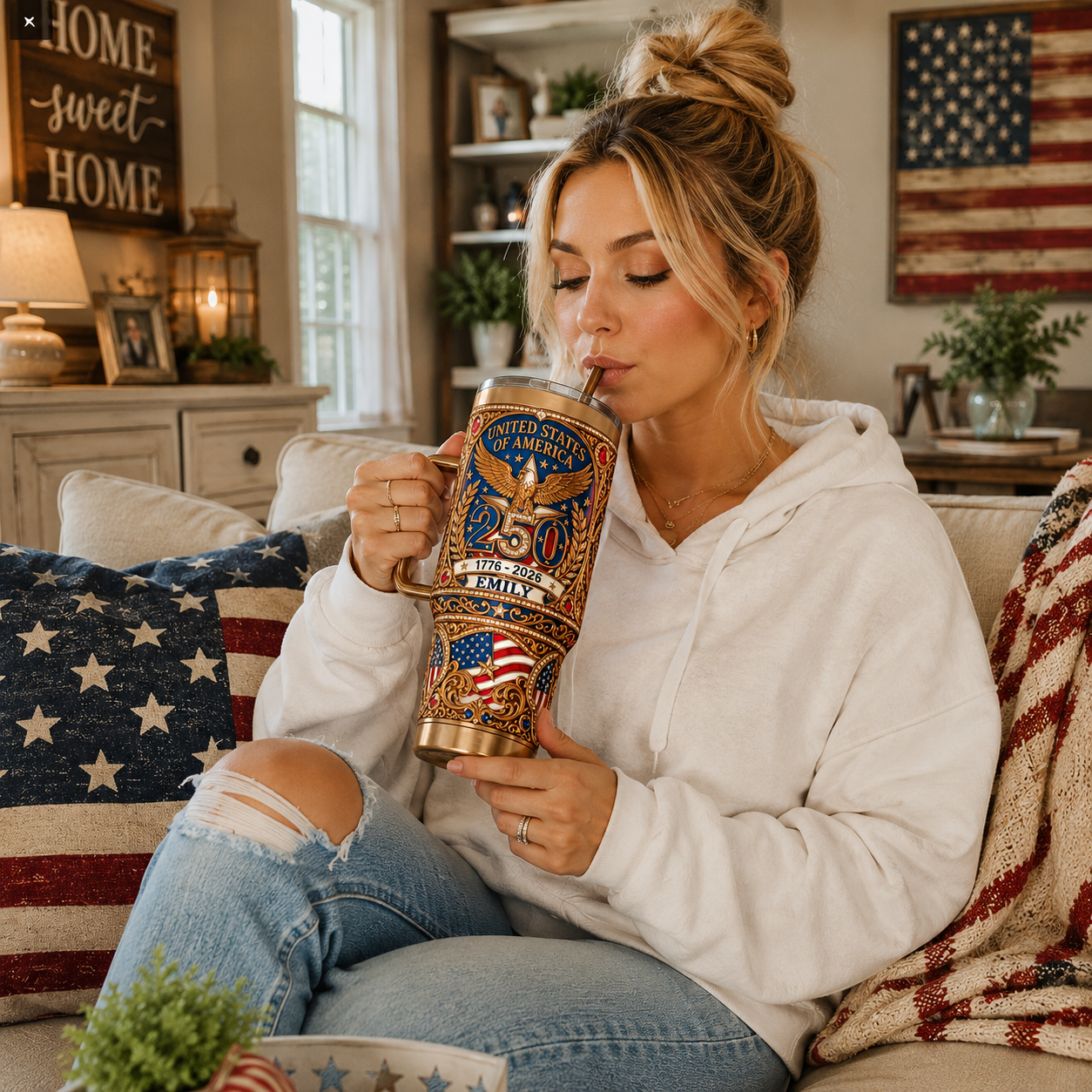 Personalized 250th Anniversary Patriotic Tumbler