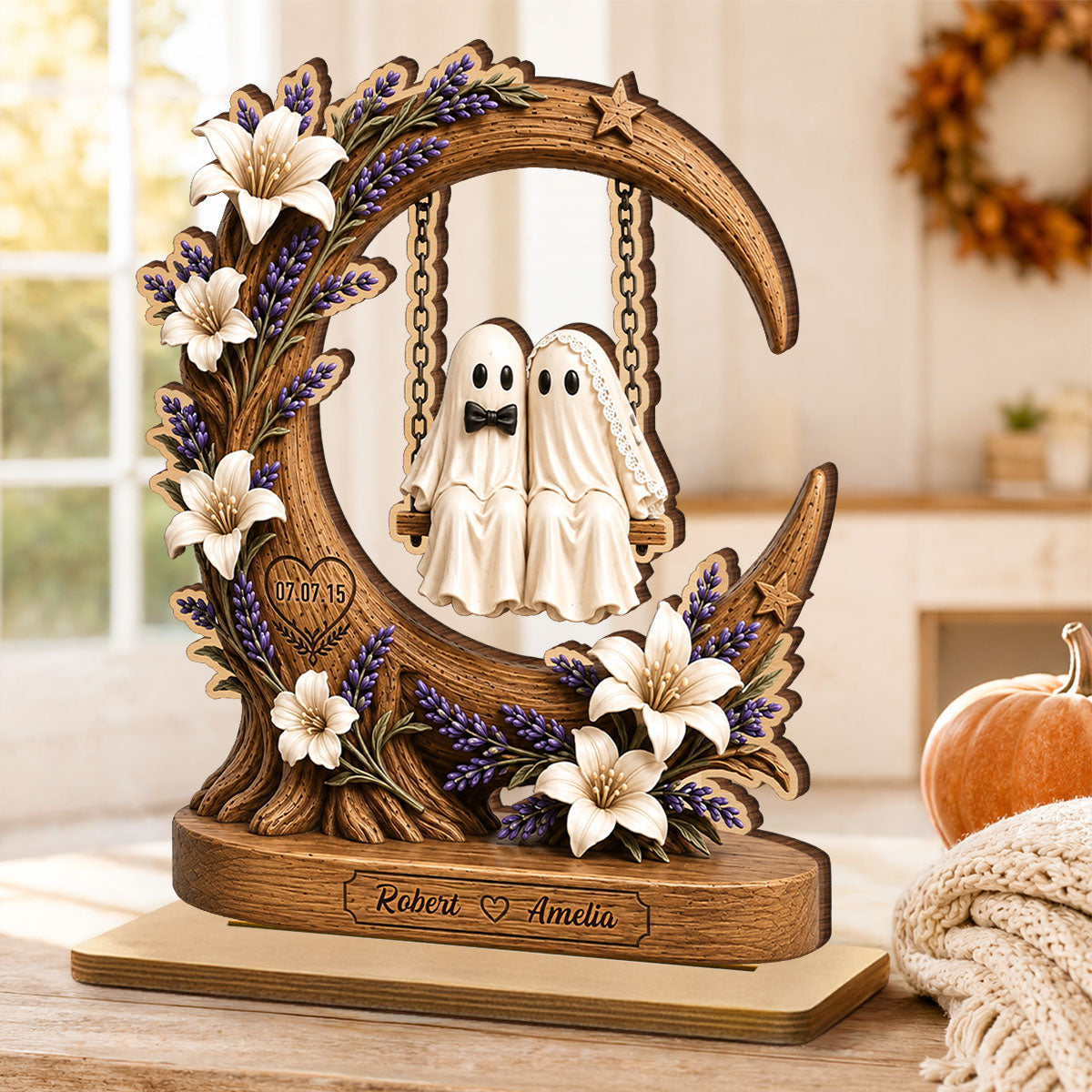 👻👻Spooky Bride Groom Couple - Personalized 2-Layered Wooden Plaque - Anniversary, Halloween Gift For Couple