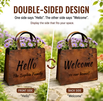 🌸🌸Personalized Rustic Metal Handbag Planter Decor