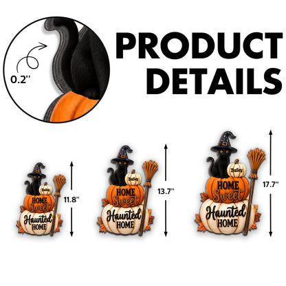 🐱🎃Home Sweet Haunted Home Cat - Personalized Wood Sign - Halloween Decor Gift, Gift For Cat Lovers