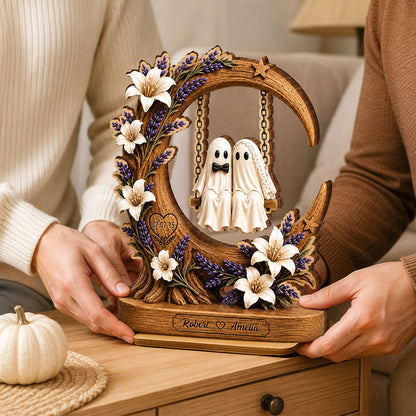 👻👻Spooky Bride Groom Couple - Personalized 2-Layered Wooden Plaque - Anniversary, Halloween Gift For Couple