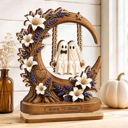 👻👻Spooky Bride Groom Couple - Personalized 2-Layered Wooden Plaque - Anniversary, Halloween Gift For Couple