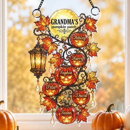 🎃Grandma's Pumpkin Patch - Personalized Acrylic Suncatcher - Halloween Fall Decor for Grandma
